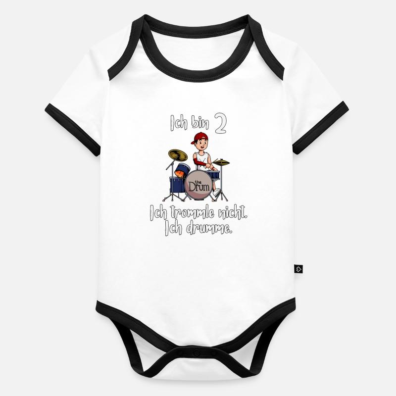 Ich bin 2 - Jungen Schlagzeuger Baby Bio-Kurzarm-Kontrastbody