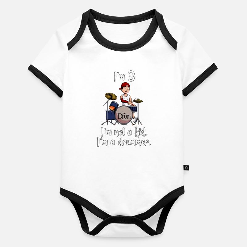 I’m 3 - Jeune batteur Body Bébé bio contrasté manches courtes