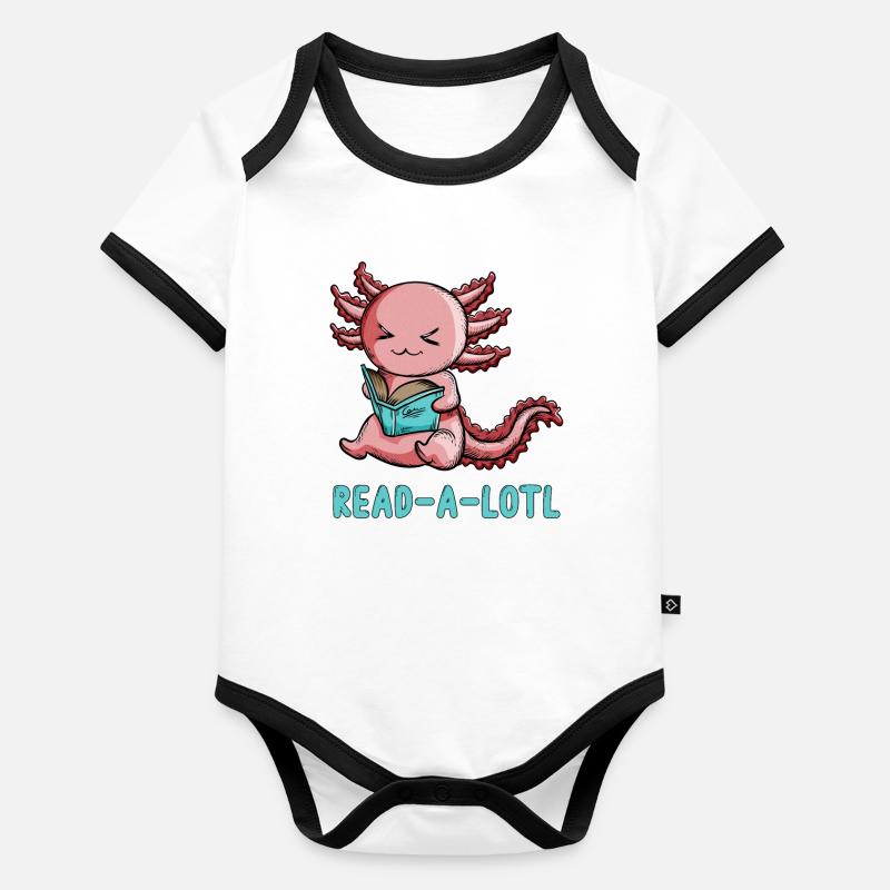 Molch Buch lesen Axolotl will ein bisschen lesen Baby Bio-Kurzarm-Kontrastbody
