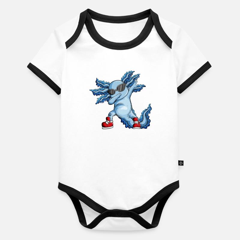 Axolotl avec chaussures de danse rouges Lunettes de soleil Dabbing Body Bébé bio contrasté manches courtes