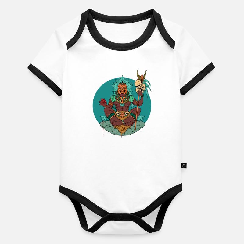 Aztekischer Schamane Baby Bio-Kurzarm-Kontrastbody