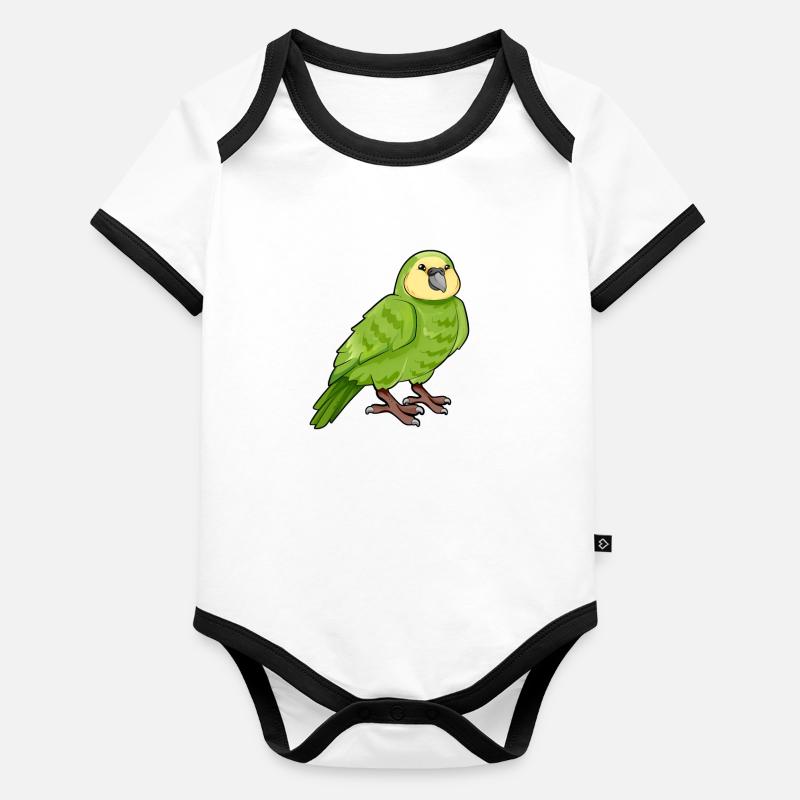 Kawaii Kakapo Body Bébé bio contrasté manches courtes