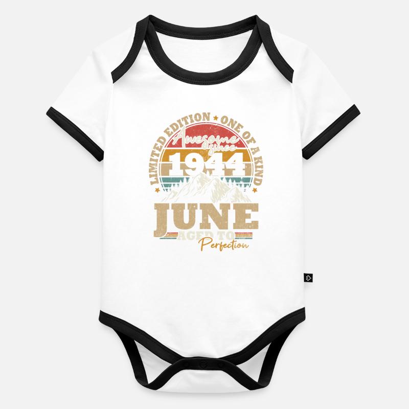 Juni 1944 Vintage Geburtstagsgeschenk 79 Jahre Baby Bio-Kurzarm-Kontrastbody