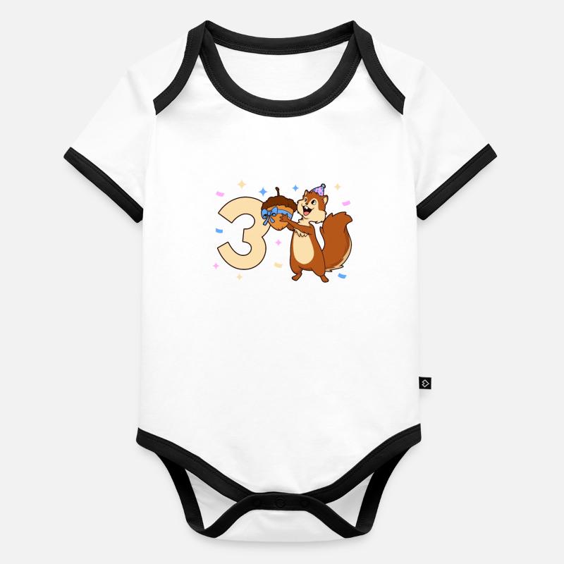 Chipmunk - Anniversaire des enfants 3 ans Body Bébé bio contrasté manches courtes