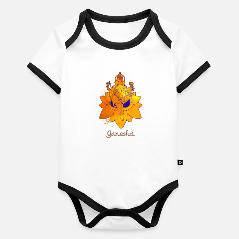 Dieu hindou - Ganesha Body Bébé bio contrasté manches courtes