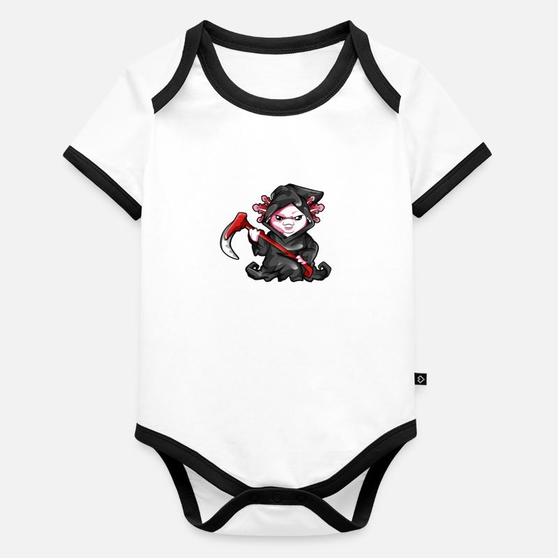 Axolotl Sensenmann Baby Bio-Kurzarm-Kontrastbody