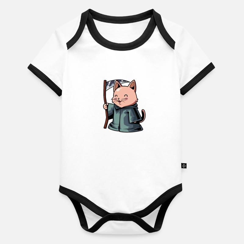Mignon Chat Grim Reaper Body Bébé bio contrasté manches courtes