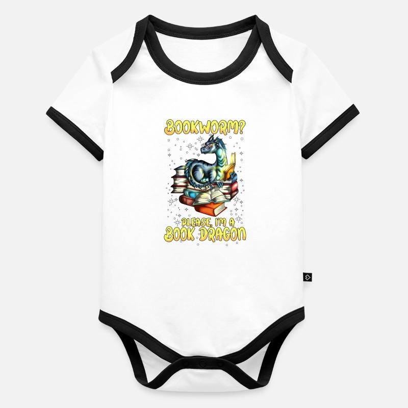 Buch Lesen Bücherwurm? Ich bin ein Buchdrache Baby Bio-Kurzarm-Kontrastbody