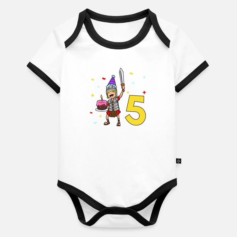 Avec Centurio - Anniversaire des enfants 5 ans Body Bébé bio contrasté manches courtes