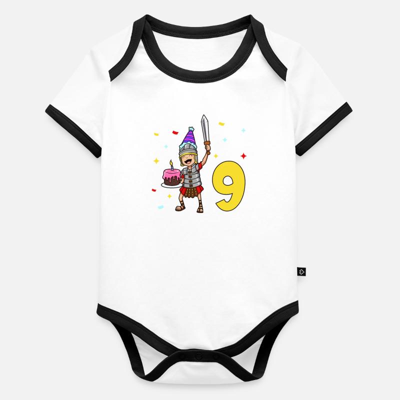 Avec Centurio - Anniversaire des enfants 9 ans Body Bébé bio contrasté manches courtes