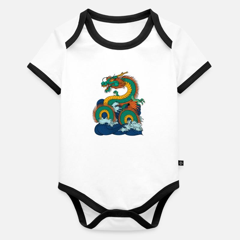 Le dieu japonais de la mer Ryujin Body Bébé bio contrasté manches courtes