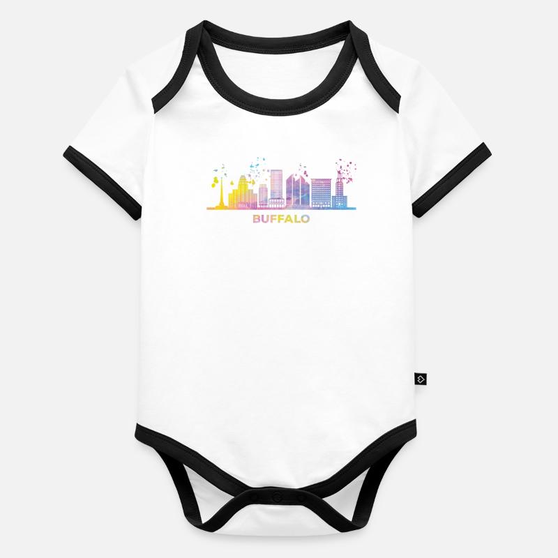 Buffalonians Skyline Cityscape Buffalo Organic Baby Contrasting Bodysuit