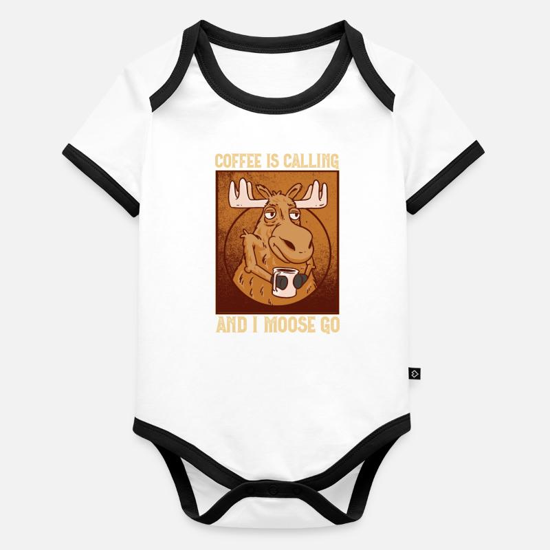 Le café m’appelle et je m’en vais à Elch Body Bébé bio contrasté manches courtes