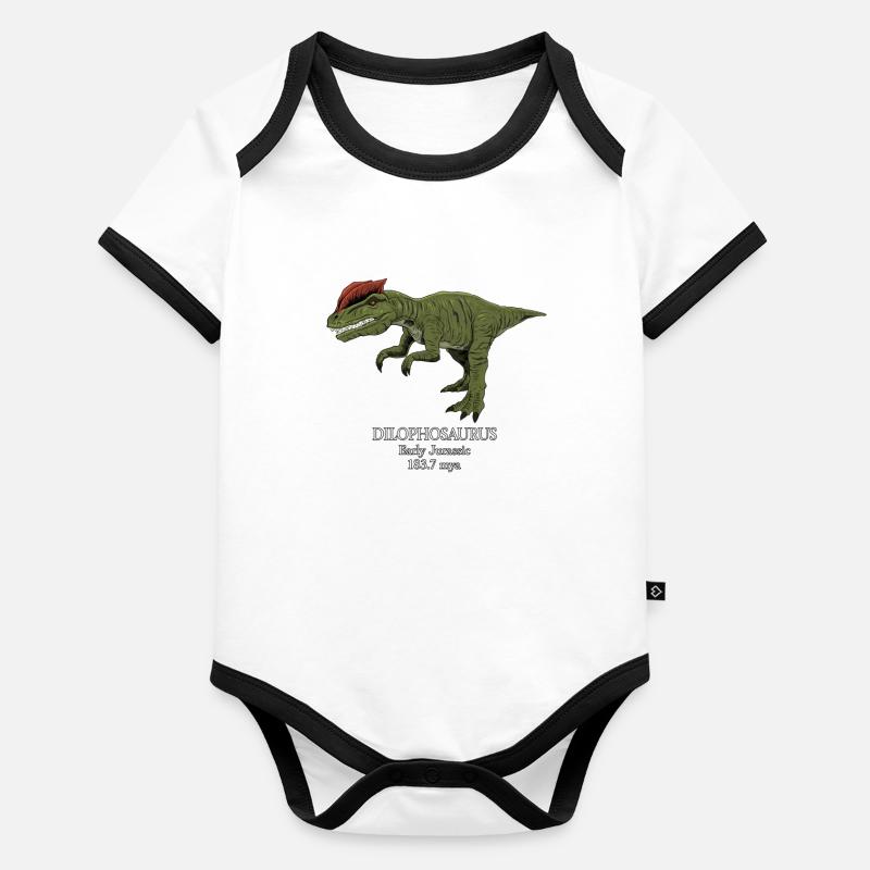 Realistic drawing of Dilophosaurus Organic Baby Contrasting Bodysuit