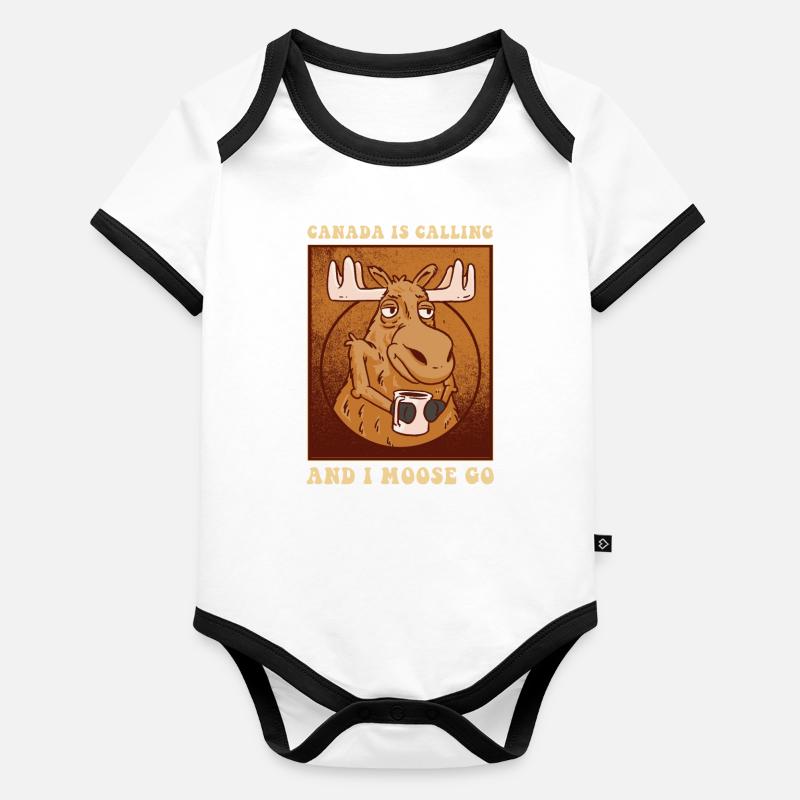 Le Canada m’appelle et je vais être un orignal doux et un orignal Body Bébé bio contrasté manches courtes