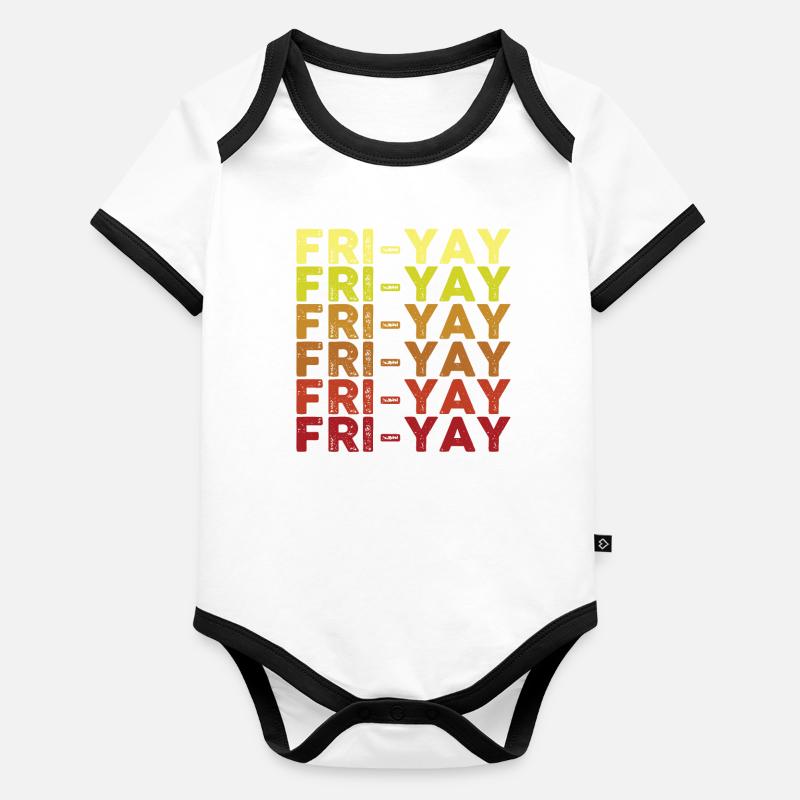 Fri Yay Enseignants Ambiance du week-end de l’école - Body Bébé bio contrasté manches courtes - 