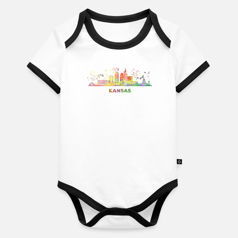 Kansans Skyline Cityscape Kansas Organic Baby Contrasting Bodysuit