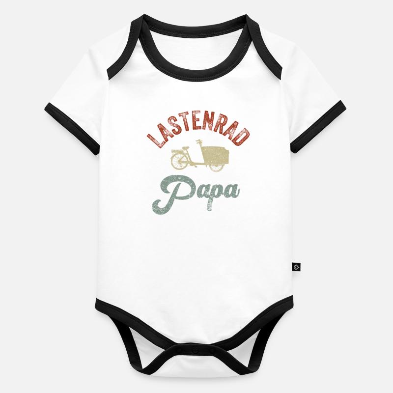 Vélo Cargo Papa Vélo Rétro Cargobike Body Bébé bio contrasté manches courtes