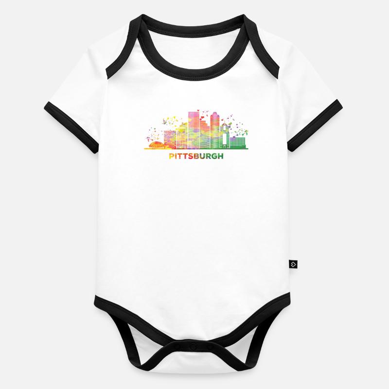 Pittsburgher Skyline Pittsburgh Body Bébé bio contrasté manches courtes