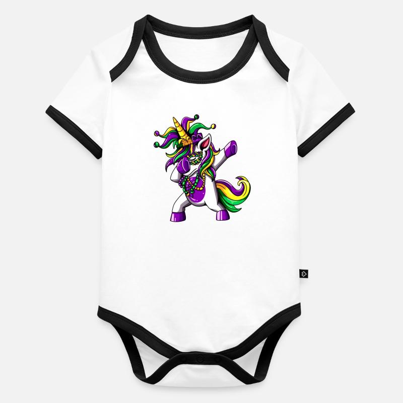 Einhorn Narr gaukeln Spaß Dabbing tanzen Dab Baby Bio-Kurzarm-Kontrastbody