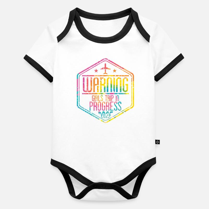 Warning Girls Trip In Progress 2025 Organic Baby Contrasting Bodysuit
