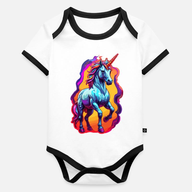Licorne Body Bébé bio contrasté manches courtes