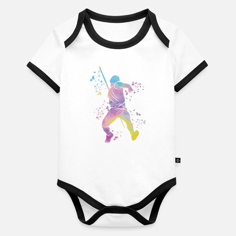 Lancer de javelot Colorsplash Lancer de javelot Body Bébé bio contrasté manches courtes