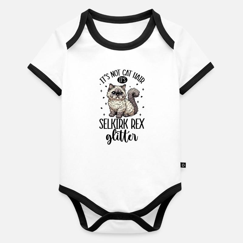 Paillettes Chats - Selkirk Rex Body Bébé bio contrasté manches courtes