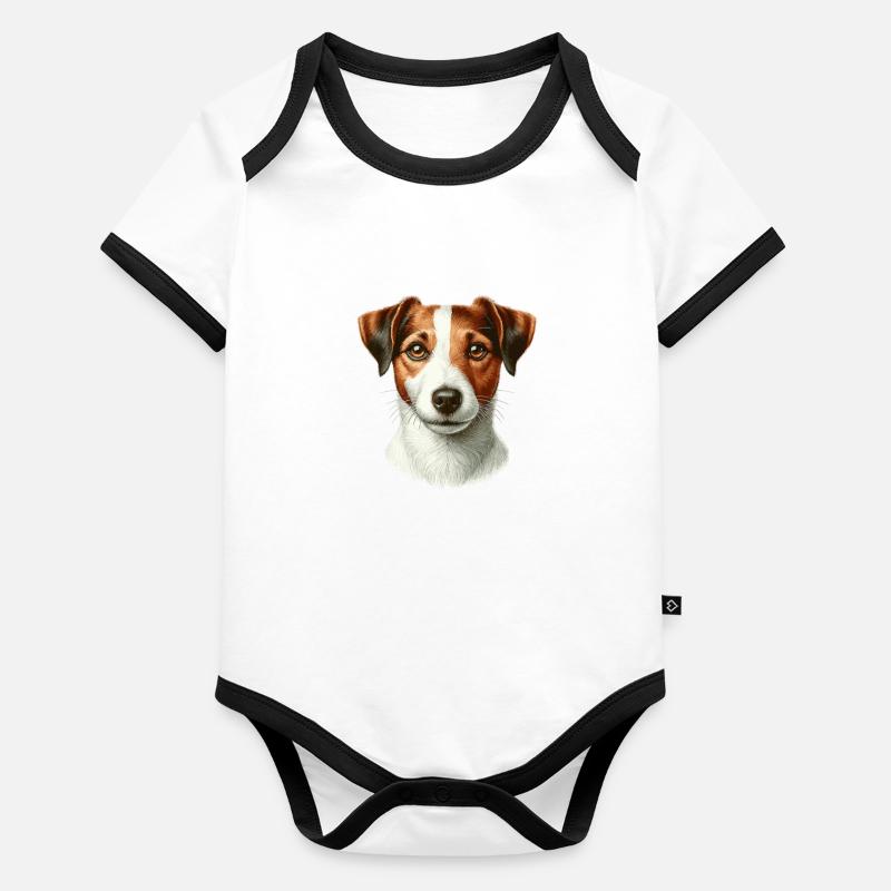 Visage de chien - Jack Russell Terrier - Body Bébé bio contrasté manches courtes -