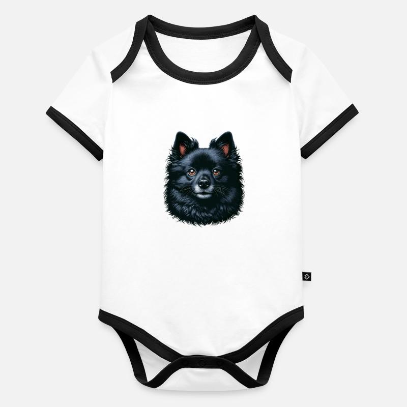 Visage de chien - Schipperke Body Bébé bio contrasté manches courtes