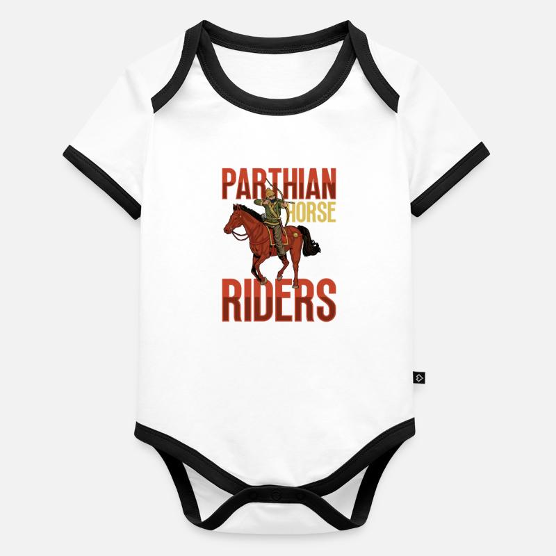 Avec arc sur cheval - Cavalier parthe Body Bébé bio contrasté manches courtes