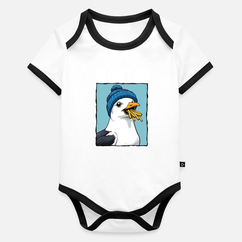Wanted Frites Seagull Body Bébé bio contrasté manches courtes