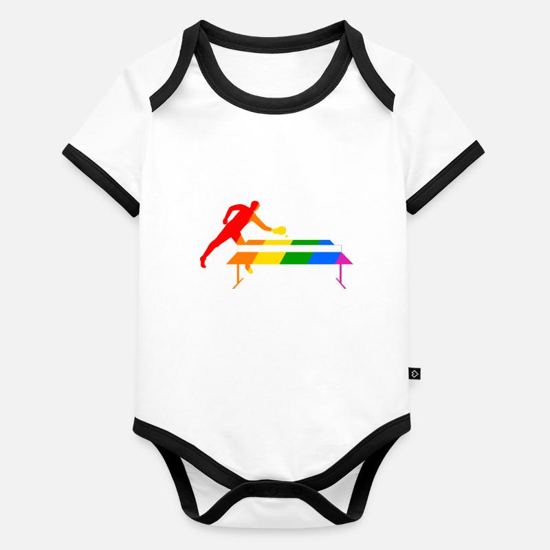 Tennis de table arc-en-ciel Body Bébé bio contrasté manches courtes
