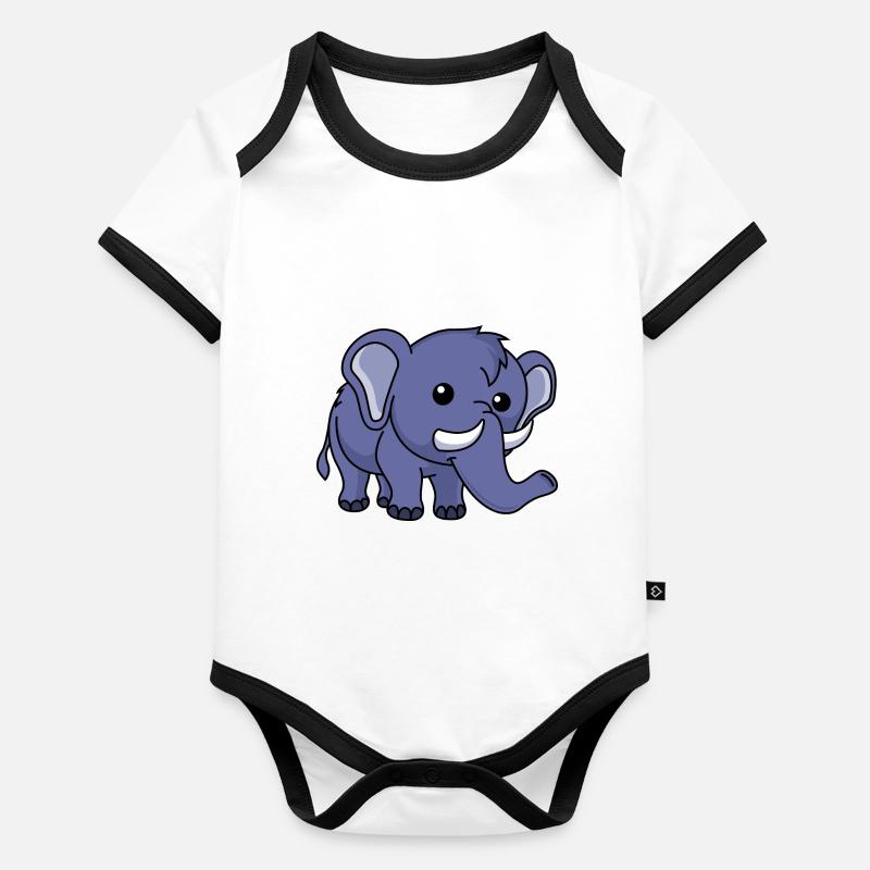 Mammoth Comic Animal Organic Baby Contrasting Bodysuit