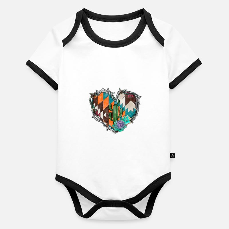 Aztec with Succulent Barbed Wire Organic Baby Contrasting Bodysuit