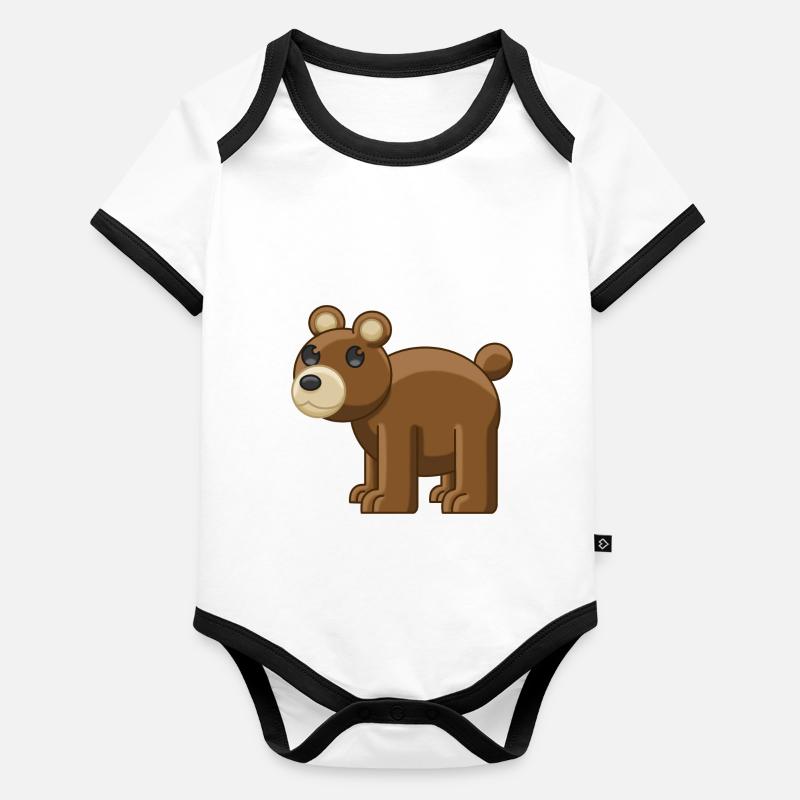 Gentil petit ourson Body Bébé bio contrasté manches courtes