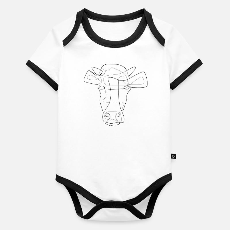 vache noir Body Bébé bio contrasté manches courtes