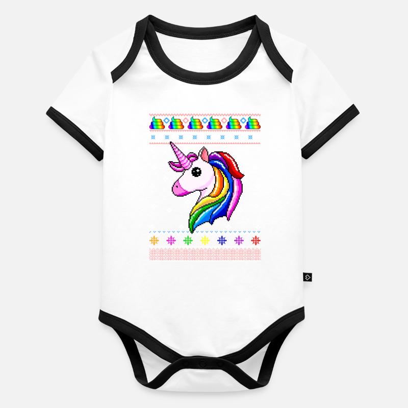 Licorne de Noël laid Body Bébé bio contrasté manches courtes
