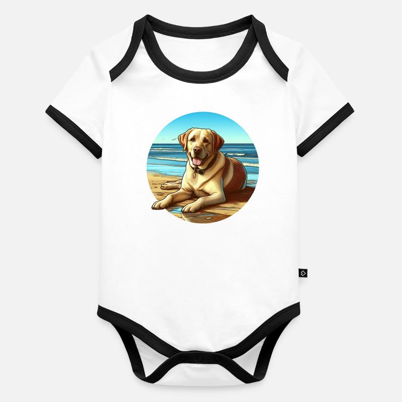 Labrador Retriever Art Body Bébé bio contrasté manches courtes