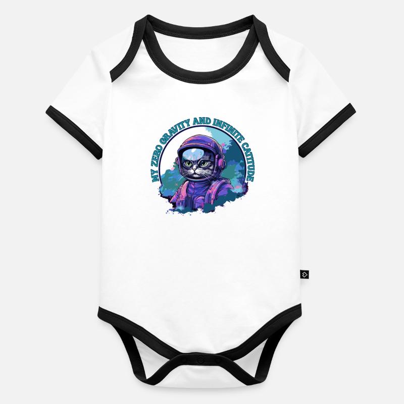 Chat astronaute Bengal confiant Body Bébé bio contrasté manches courtes