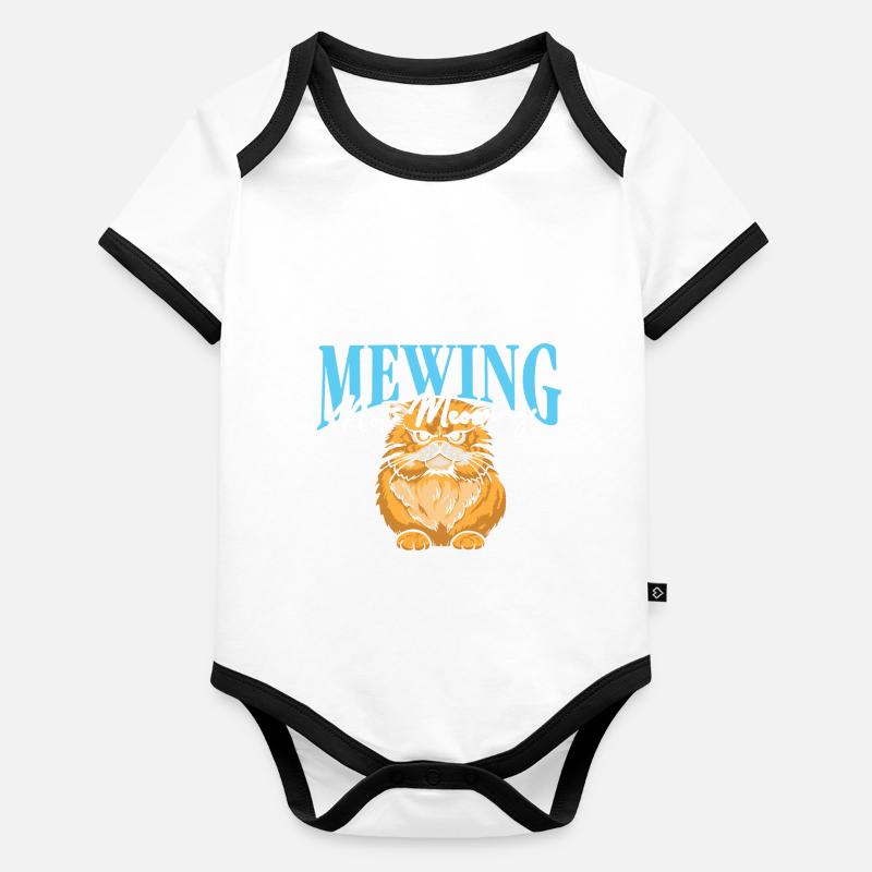 Mewing Not Meowing Funny Cat Meme Jawline Organic Baby Contrasting Bodysuit