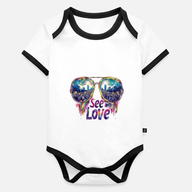 See With Love Equality Pride Design Baby Bio-Kurzarm-Kontrastbody