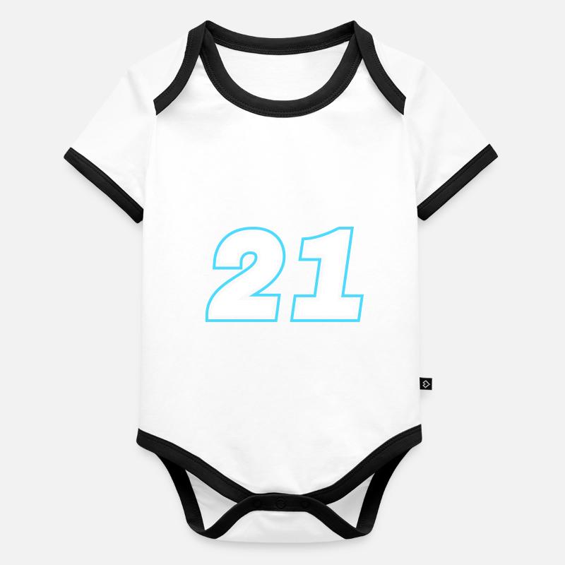 21 symbole de nombre Body Bébé bio contrasté manches courtes