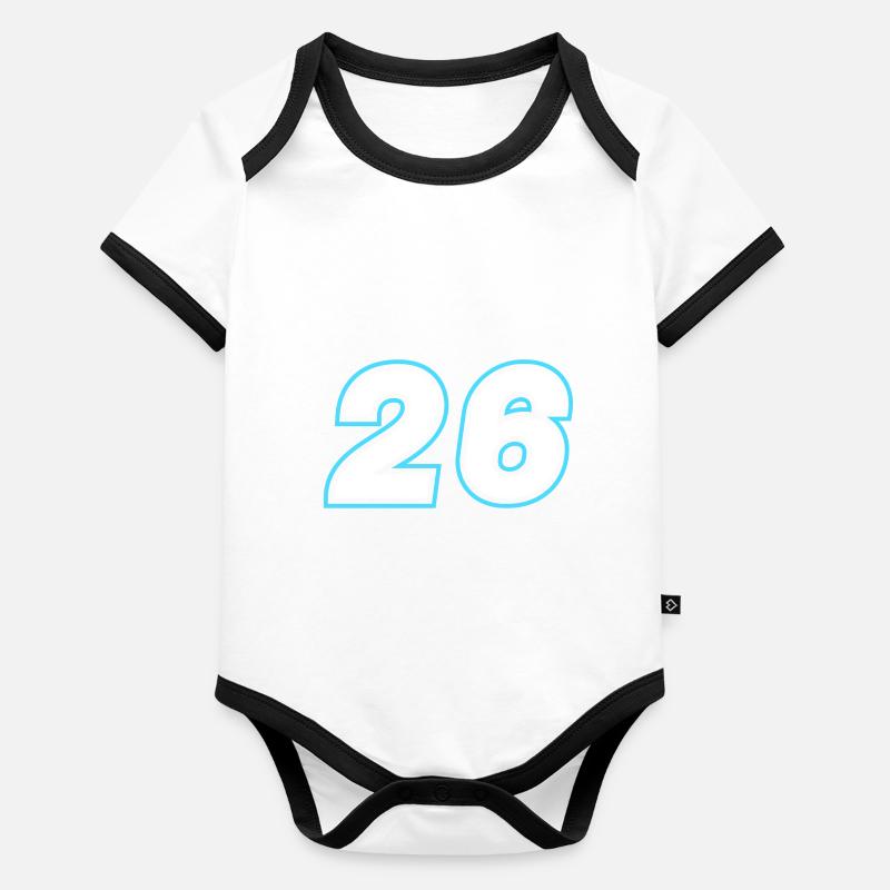 26 nombre symbole Body Bébé bio contrasté manches courtes