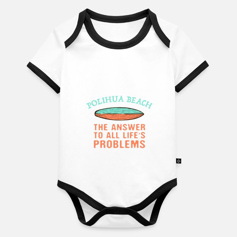 Polihua Beach Answer To All Life's Problems Baby Bio-Kurzarm-Kontrastbody