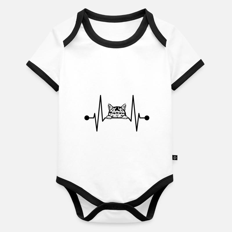 Chat noir Heartbeat Peeking Petite douceur Body Bébé bio contrasté manches courtes