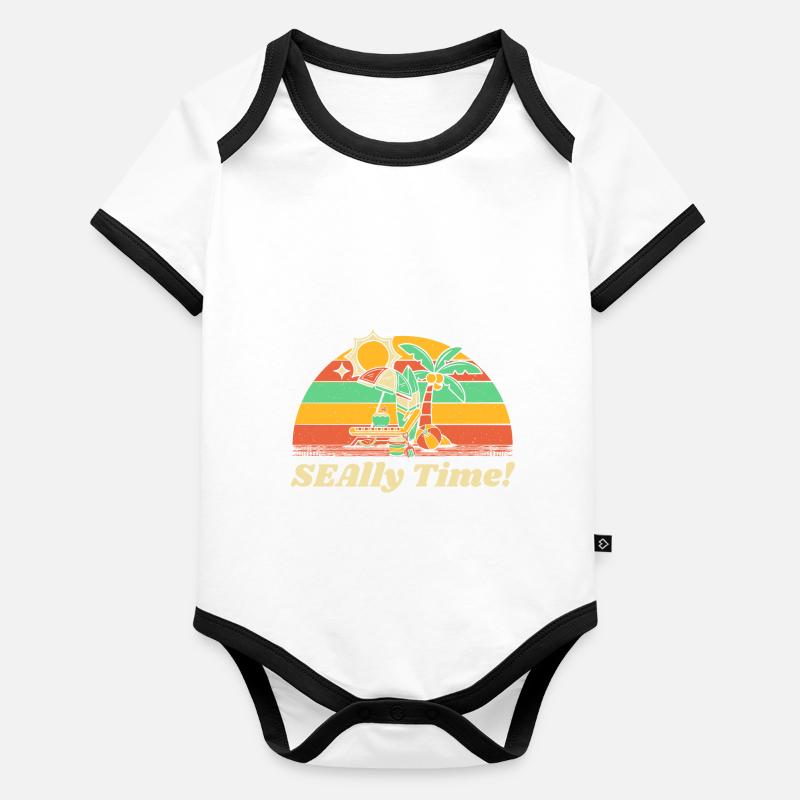 SEAlly Time! Funny Beach Humor Ocean Sarcastic Baby Bio-Kurzarm-Kontrastbody