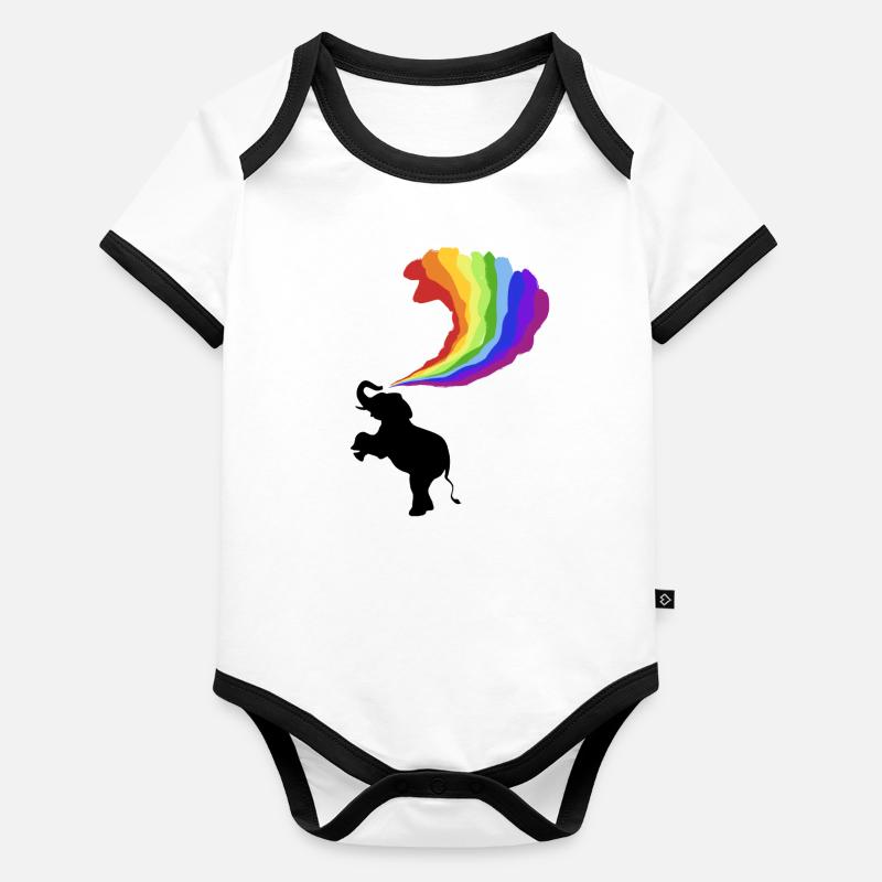 Elephant Elephant Rainbow Rainbow Colors Organic Baby Contrasting Bodysuit