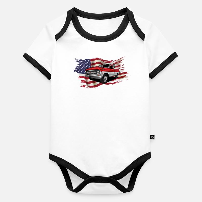 Voiture et rayures Body Bébé bio contrasté manches courtes