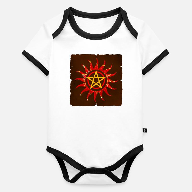 Pentagramme en soleil E 232 Body Bébé bio contrasté manches courtes